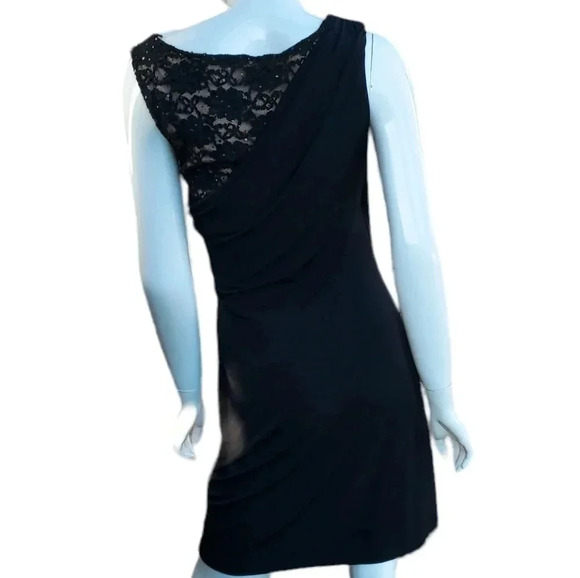 Connected Petite Evening/ Cocktail Dress with Lace on Shoulder In Black Size 8P - Picture 3 of 10